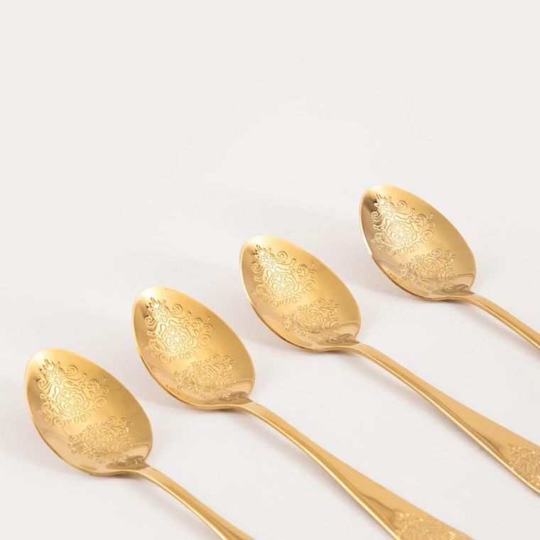 Homla, Regalia, zestaw łyżeczek do herbaty, złotych, 4 szt.