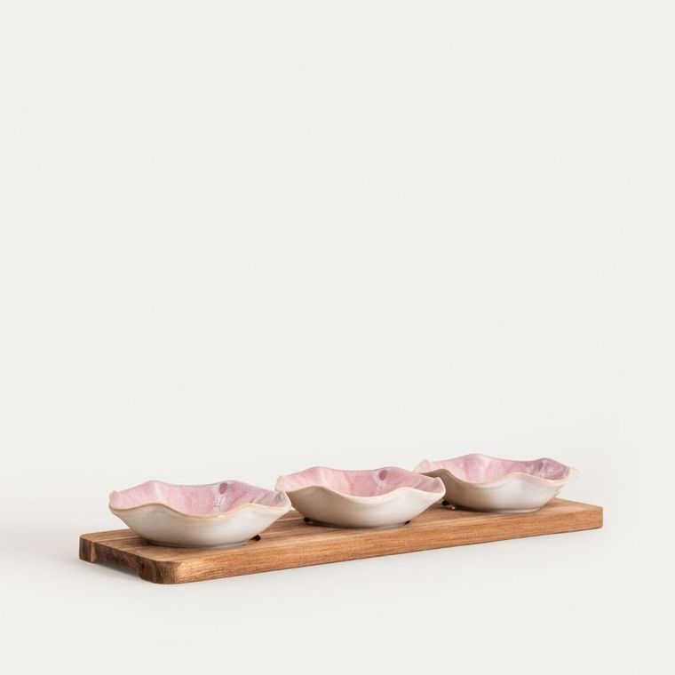 Homla, Sakura, zestaw do serwowania, z różowymi miseczkami, 32,5-10-3 cm, 4 elementy