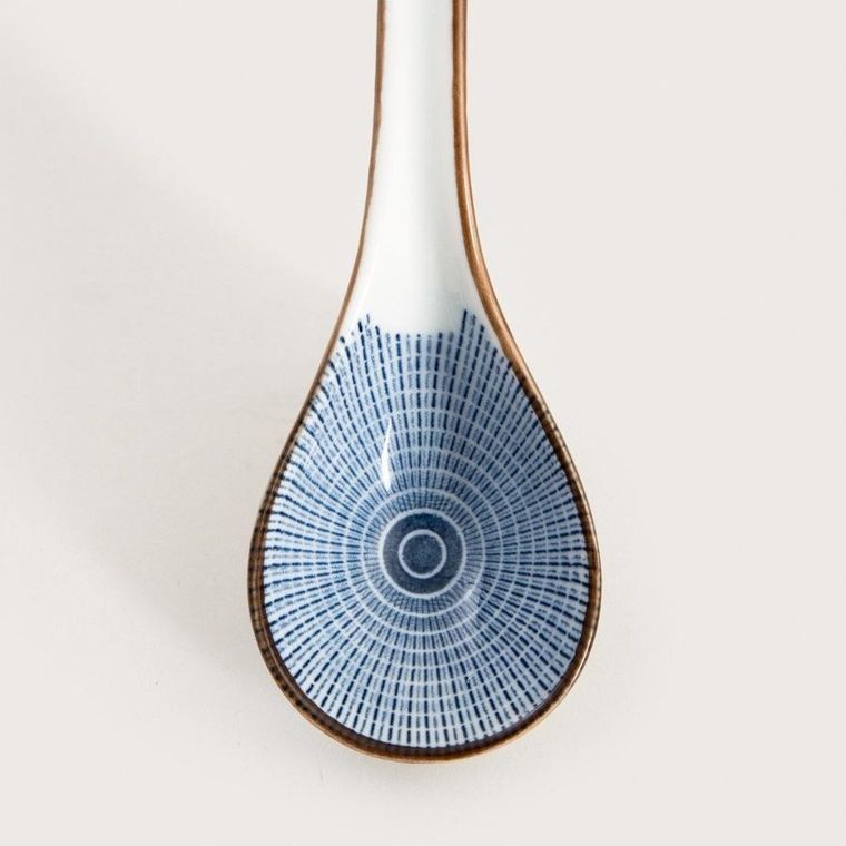 Homla, Salado, łyżka do ramenu, w paski z brązowym rantem, 16,5 cm