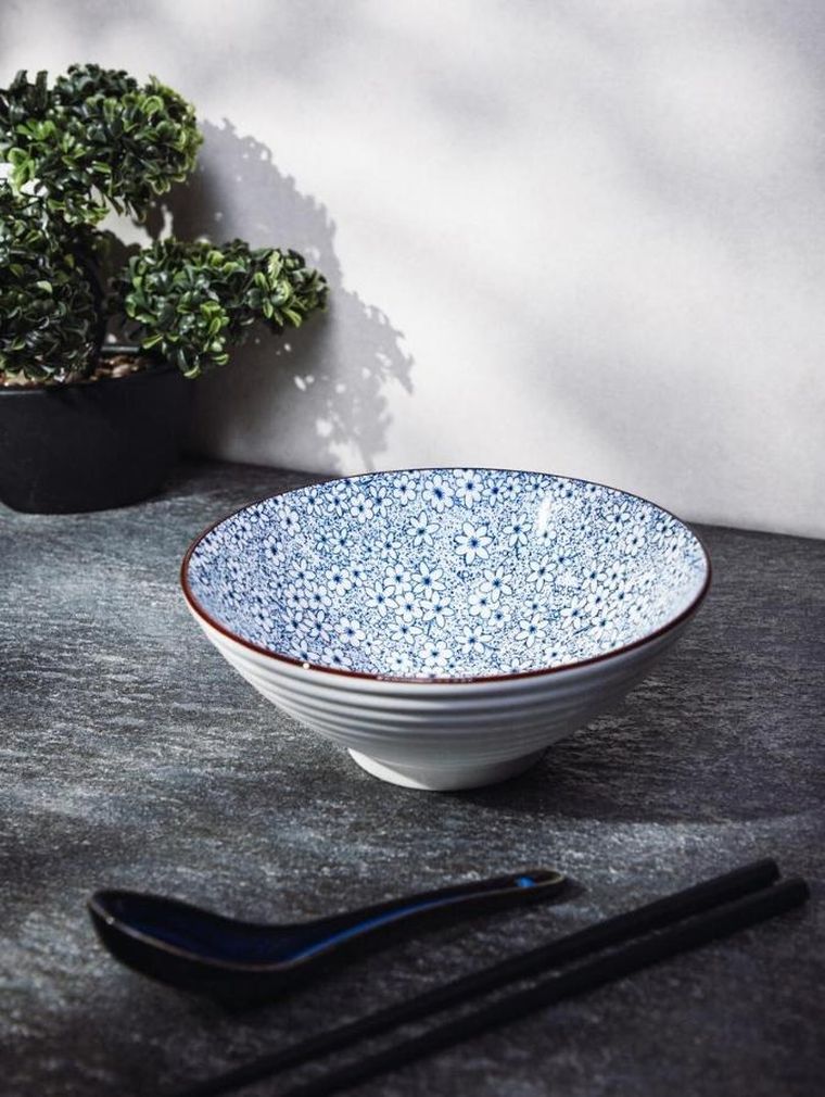 Homla, Salado, miska, w kwiaty z brązowym rantem, 21 cm