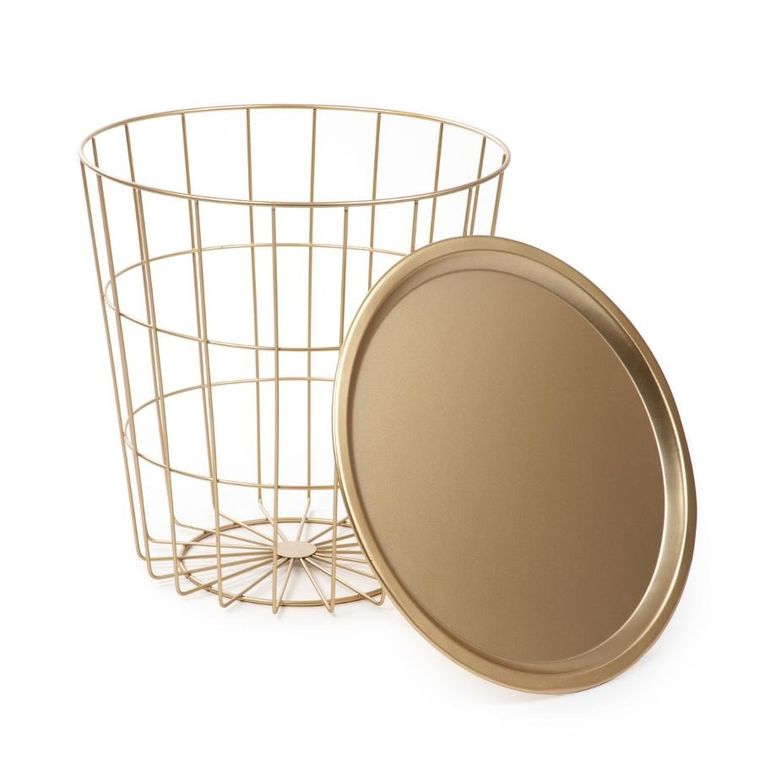 Homla, Scandi, stolik, złoty ze złotym blatem, 41-41-41 cm