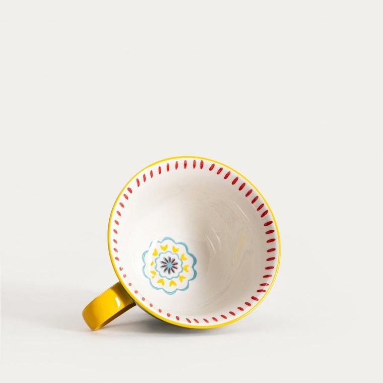 Homla, Shilla, kubek, ręcznie malowany z żółtym uchem, 0,4l