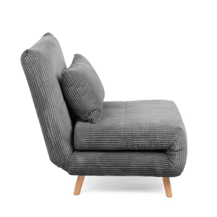 Homla, Solace, sofa sztruksowa, 1-osobowa, z funkcją spania, szara, 83-91-84 cm, 871639