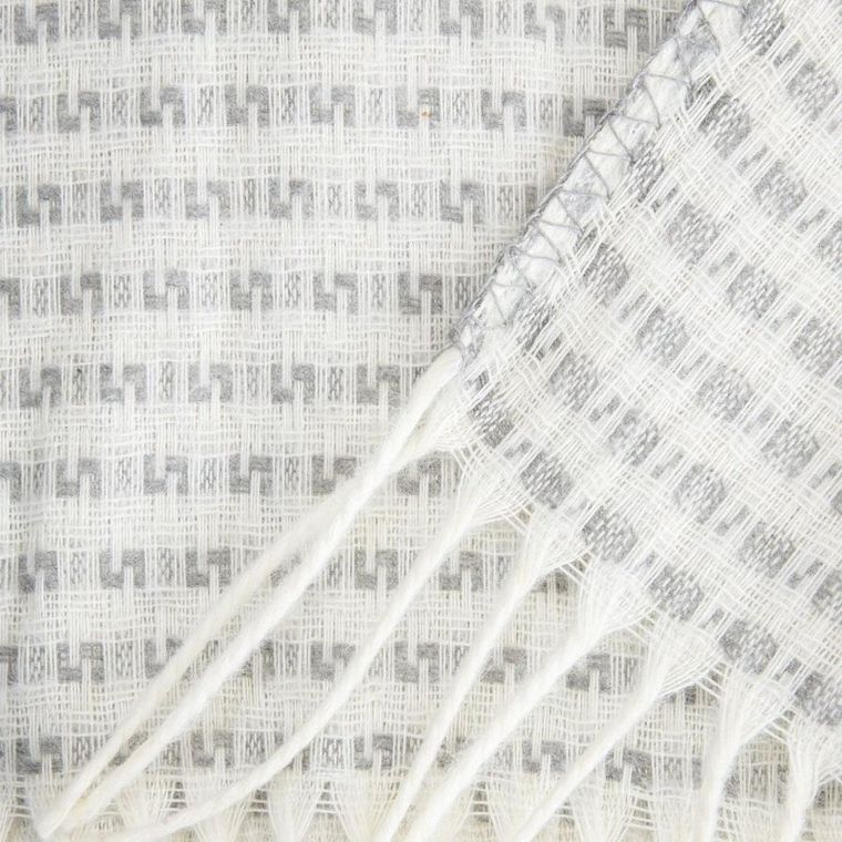 Homla, Sorbo, koc z frędzlami i strukturalnym szarym wzorem, 150-200 cm