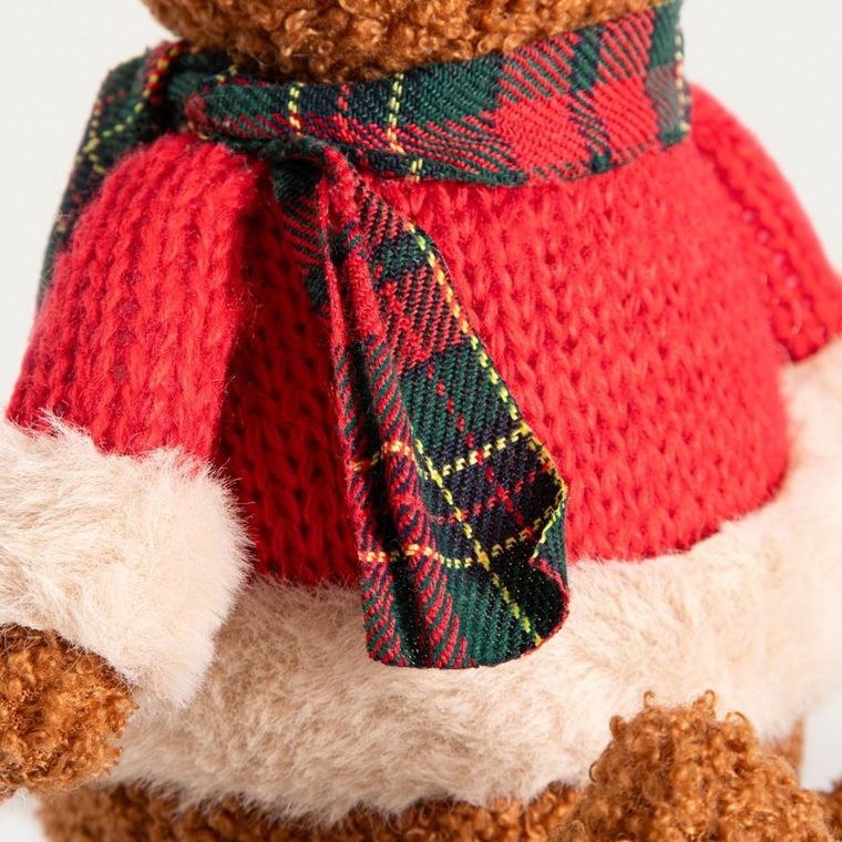 Homla, Tartan, skrzat, pan miś siedzący w sweterku w kratę, 40 cm