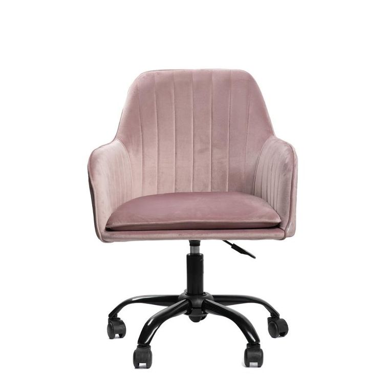 Homla, Teill, Krzesło welurowe obrotowe różowe 55-54,5-80-90 cm