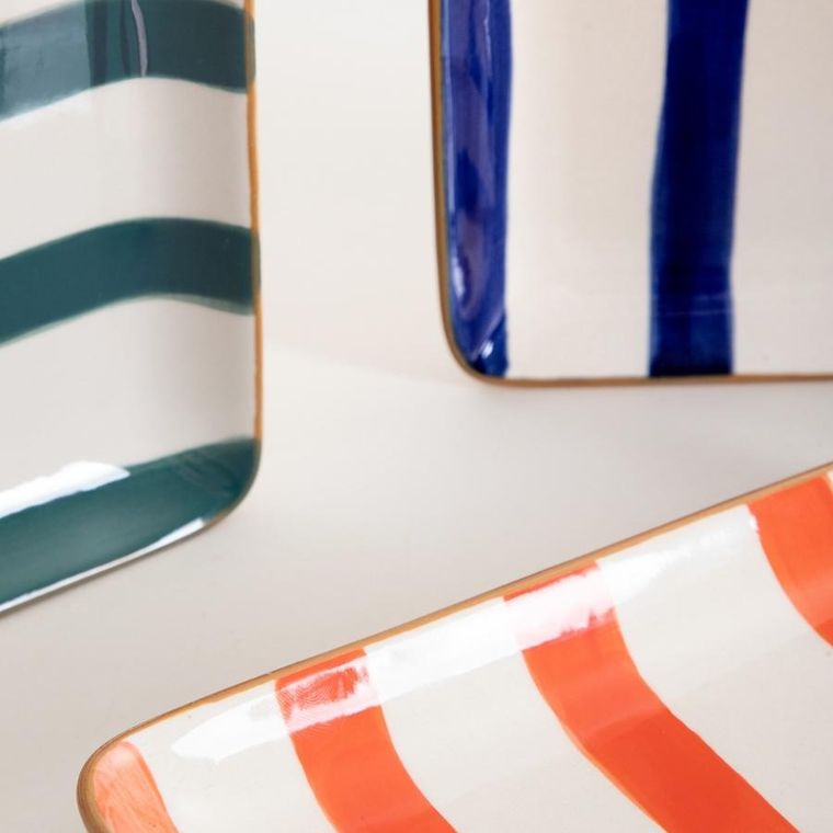 Homla, Torrit, talerz, w pomarańczowe paski, 19-12 cm