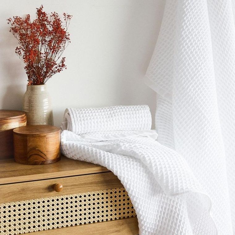 Homla, Vaffel, ręcznik, biały, 70-130 cm