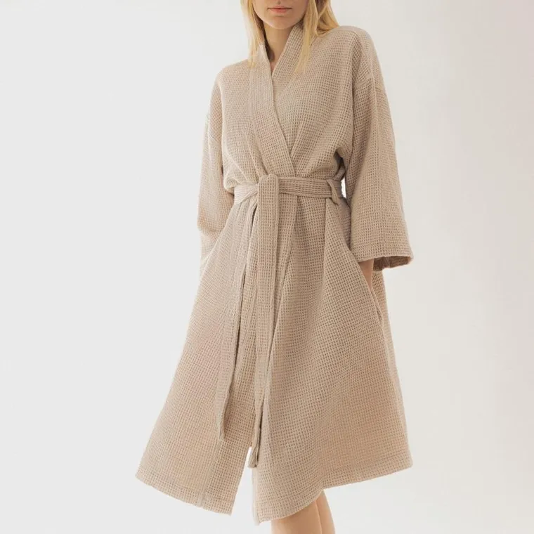 Homla, Vaffel, szlafrok, beżowy, rozmiar S/M