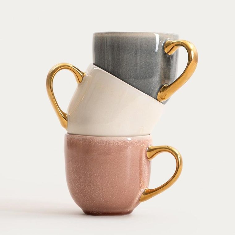 Homla, Viness, kubek, niebieski ze złotym uchem, 0,4l