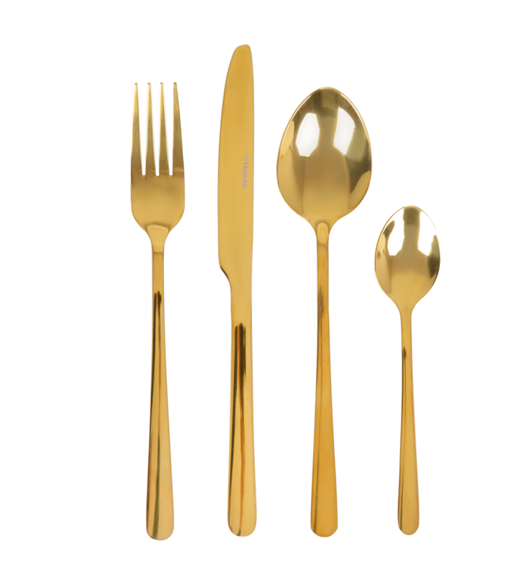 Homla,lugano, zestaw sztućców, złotych, 24 szt.
