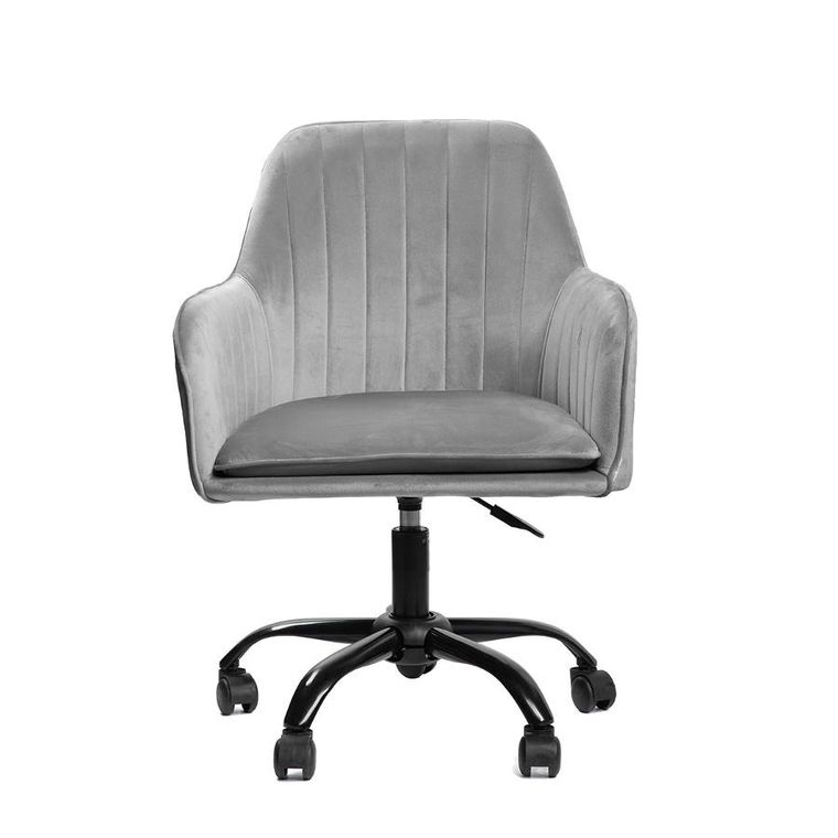 Homla,Teill, Krzesło welurowe obrotowe szare 55-54,5-80-90 cm