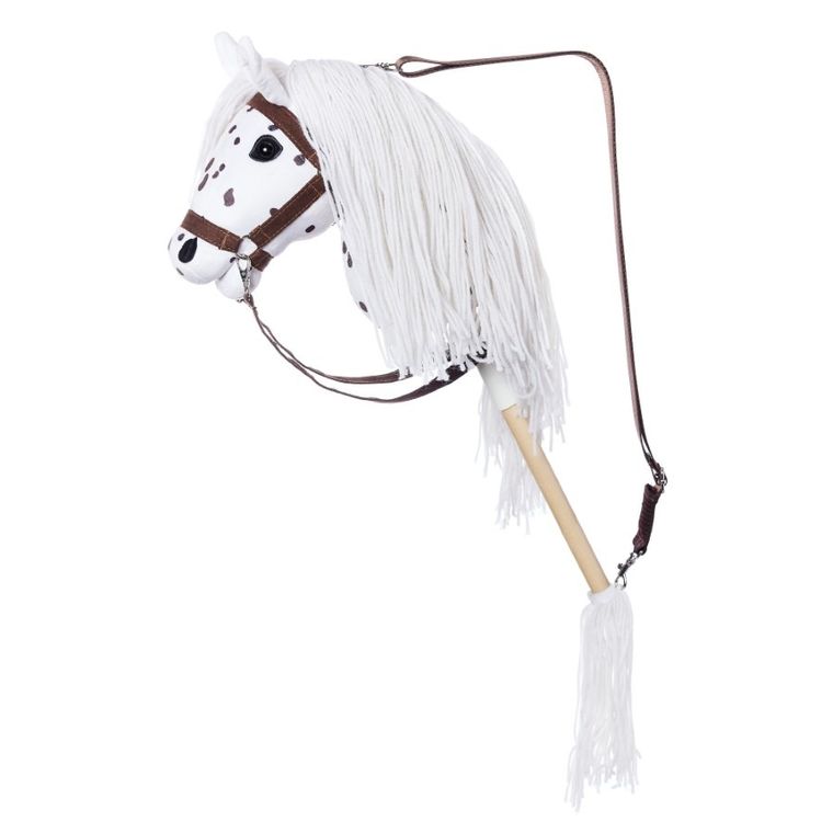 Hoppihorse, Hobby Horse, konik na kiju, A3, długowłosy, biały