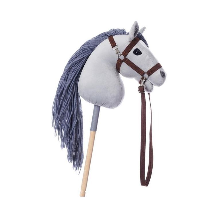 Hoppihorse, Hobby Horse, konik na kiju, A3, długowłosy, szary