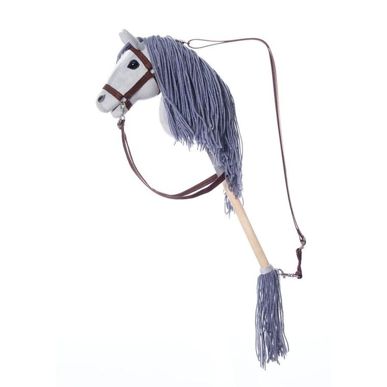 Hoppihorse, Hobby Horse, konik na kiju, A4, długowłosy, szary