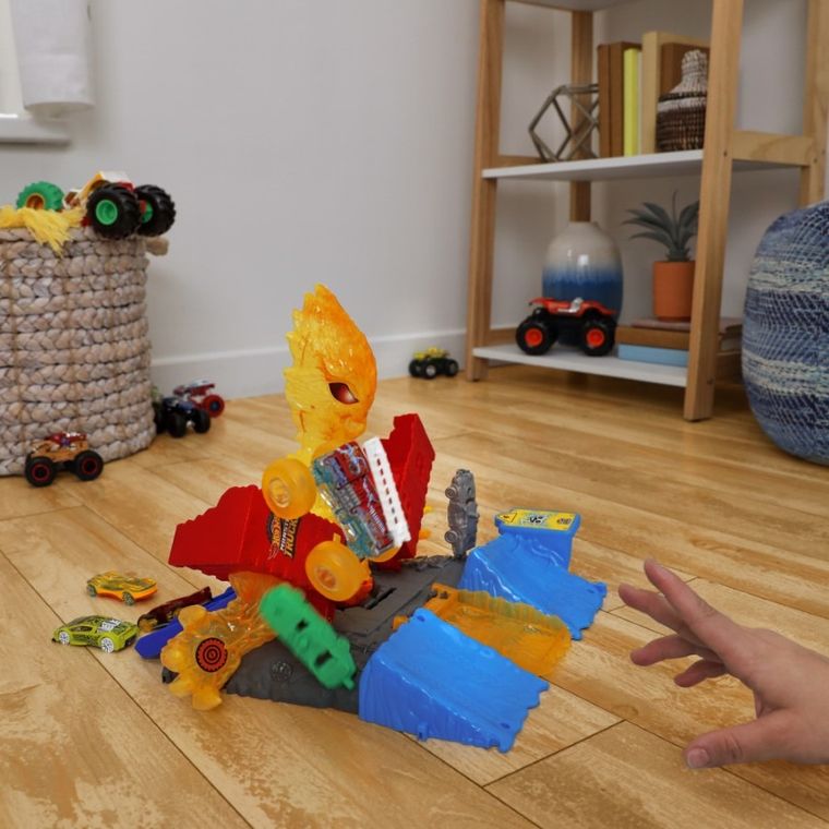 Hot Wheels, Monster Trucks Power Smashers, Wieża ognia - Wyzwanie, zestaw z autem 5-Alarm