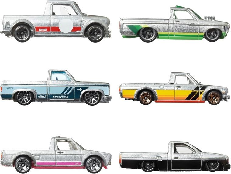 Hot Wheels, Pick-upy Zamac, zestaw 6 metalowych pojazdów