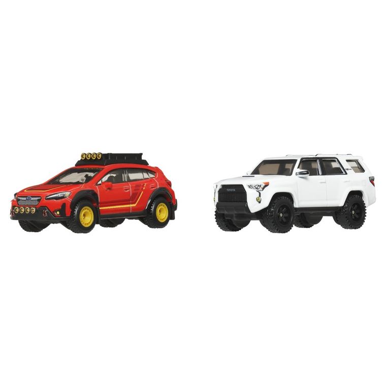 Hot Wheels, Premium, Kultowe auta, Subaru Crosstrek & 2018 Toyota 4Runner, zestaw 2 pojazdów, 1:64, JBK98