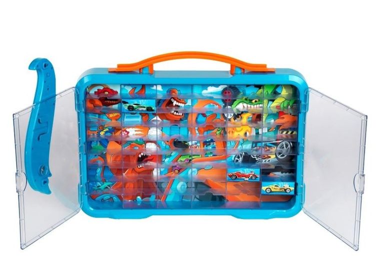 Hot Wheels, walizka na samochodziki z podświetlanym logo