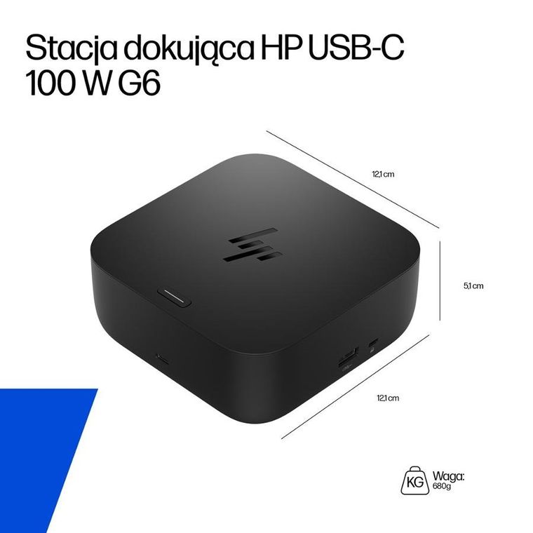 HP, Dock G6, stacja dokująca z zasilaczem, 100W, czarna