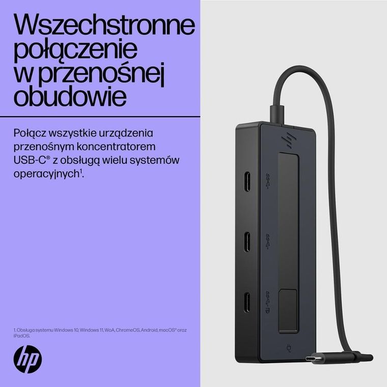 HP, Hub USB-c 4k 6g842aa 4 Porty USB-c, czarny