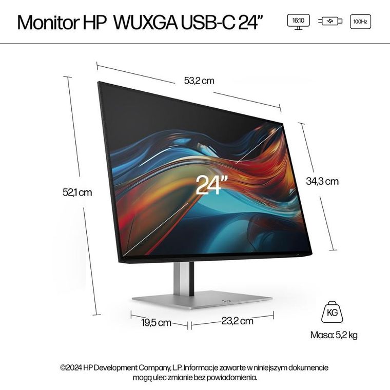 HP, monitor, LED, 24”, S7 Pro, 724pu, 8Y2F7AA, 100 Hz
