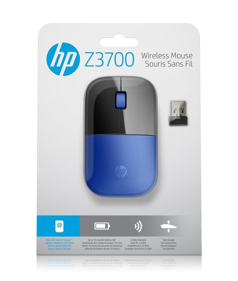 HP, Z3700 Wireless Optical Mouse, Blue, V0L81AA