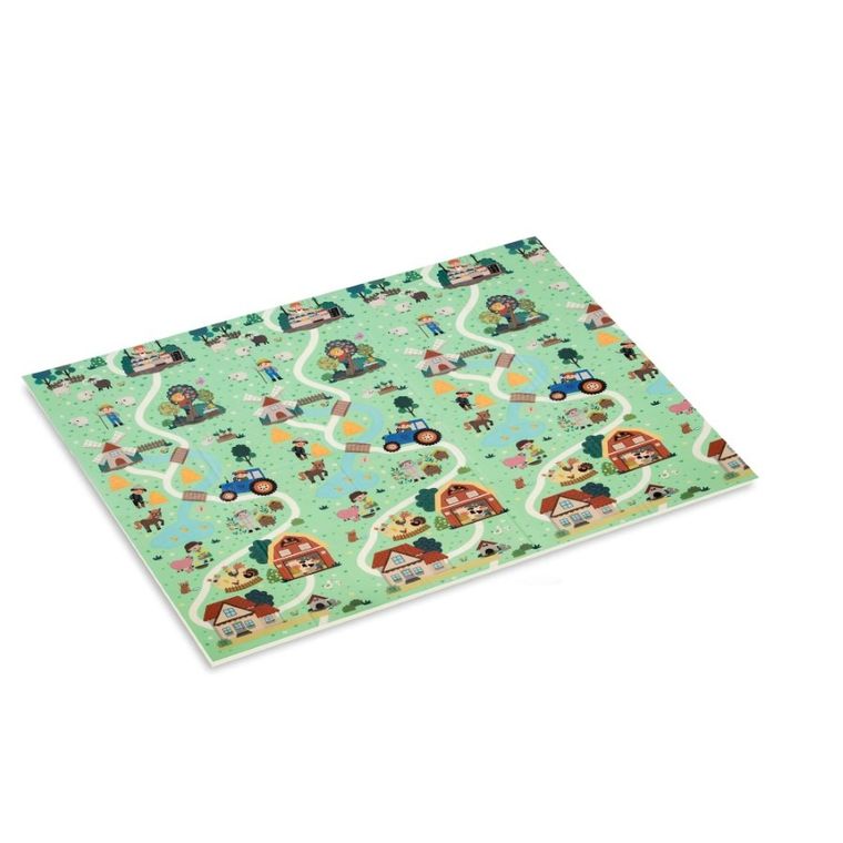 Humbi, dwustronna mata edukacyjna z pianki XPE, alfabet polski i wieś, 180-200 cm