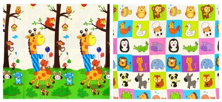 Humbi, dwustronna składana mata edukacyjna z pianki, 200-180-1 cm