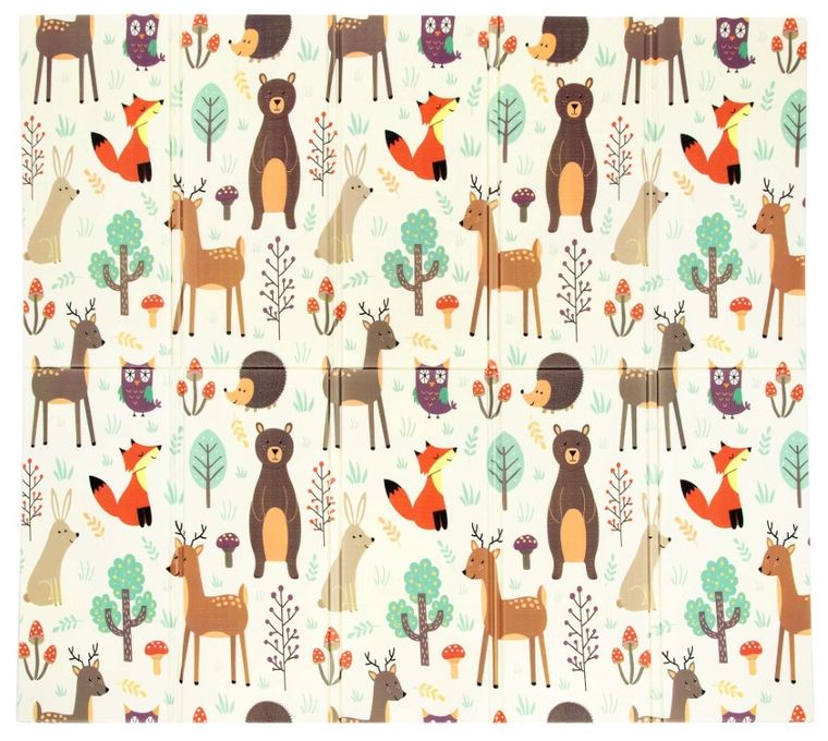 Humbi, dwustronna składana mata edukacyjna z pianki, las uliczki, 200-180-1 cm