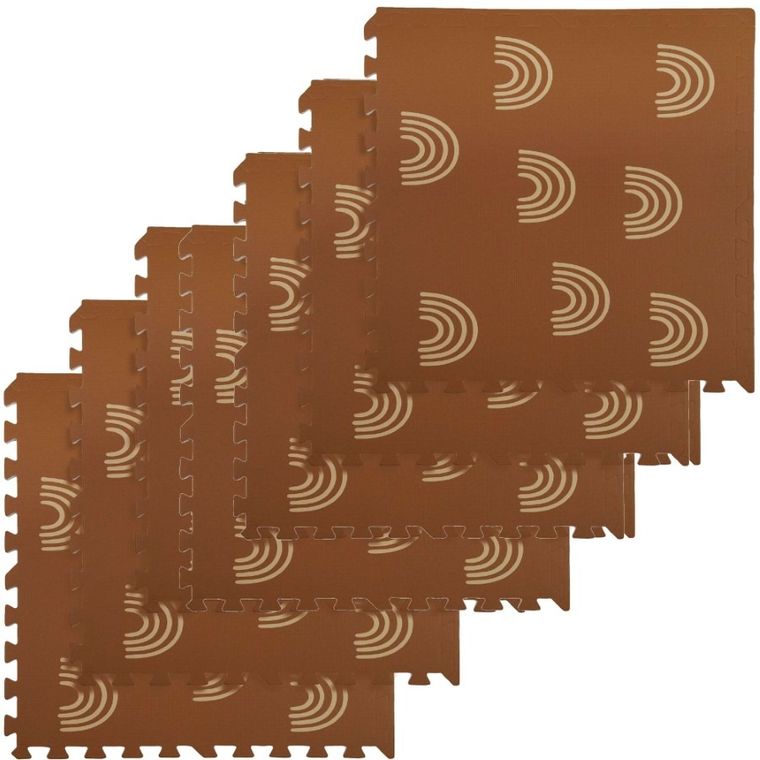 Humbi, mata piankowa, puzzle piankowe, brązowe łuki, 60-60 cm, 9 szt.