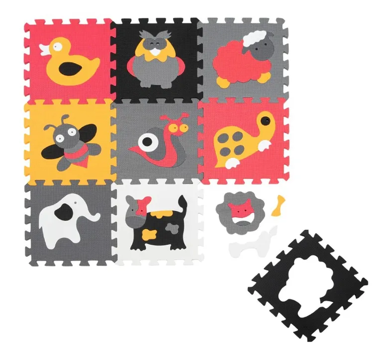 Humbi, mata piankowa, puzzle, zwierzęta, szary różowy pomarańczowy, 120-120 cm