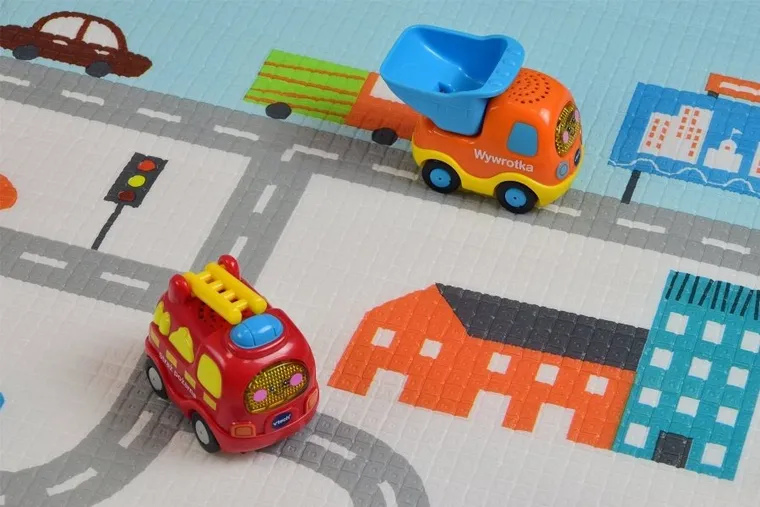 Humbi, Uliczki i zwierzęta, piankowa mata edukacyjna, dwustronna, pastelowa, 150-180-2 cm