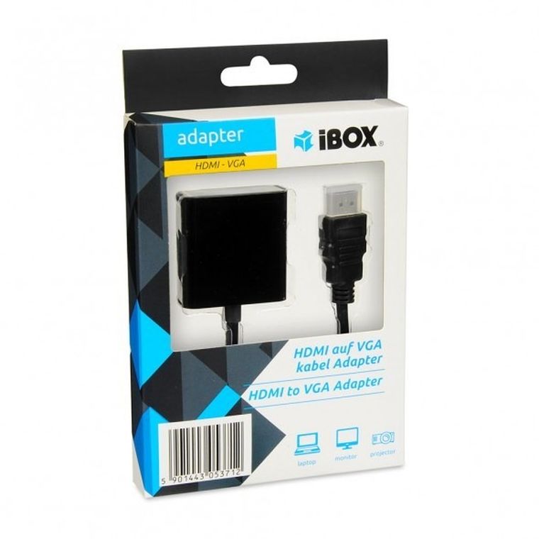 iBox, adapter, IAHV01, HDMI M - D-Sub (VGA) F, 1m, czarny