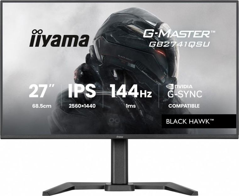 Iiyama, monitor, 27", GB2741QSU-B1 IPS, QHD, 144Hz, 1ms, 2xUSB, Adaptive G-SYNC, HDMI, DP, 350cd, HAS (150) PIVOT