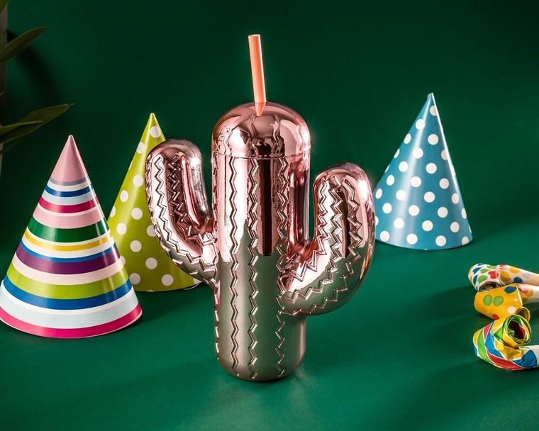 Imprezowy kaktus ze słomką, różowy