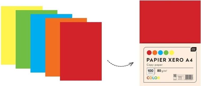 Interdruk, papier xero A4, 5 kolorów x 20 kartek