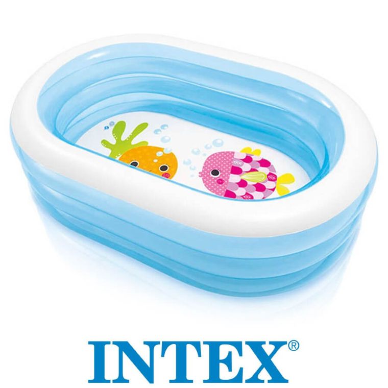 Intex, basen dmuchany, owalny, dno z rybkami, 163-107-46 cm