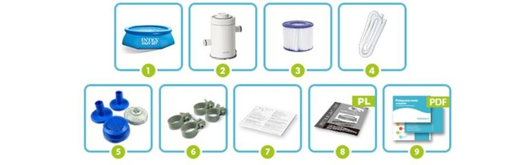 Intex, basen rozporowy z pompą filtrującą i akcesoriami, okrągły, 305-76 cm