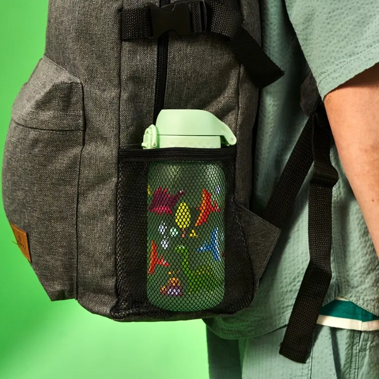 Ion8, Dinozaury, bidon z ustnikiem, zielony, 350 ml