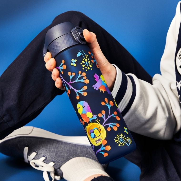 ION8, Egzotyczne ptaki, bidon z ustnikiem, niebieski, 500 ml