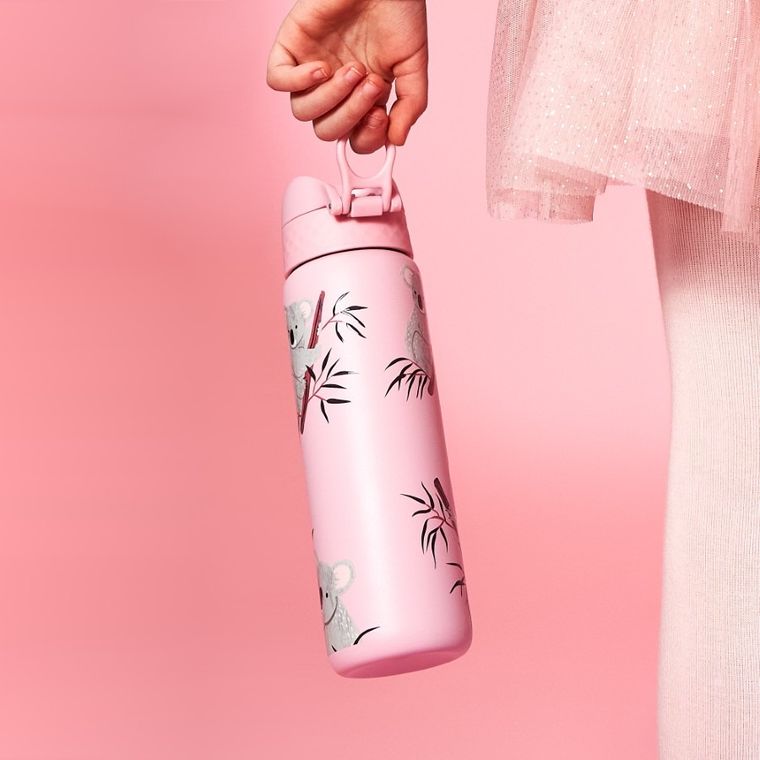 ION8, Koala, bidon stalowy z ustnikiem, różowy, 600 ml