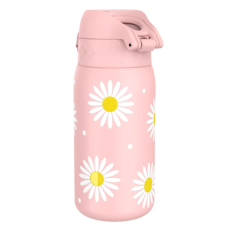 ION8, Kwiatki, bidon z ustnikiem ze stali nierdzewnej, różowy, 400 ml