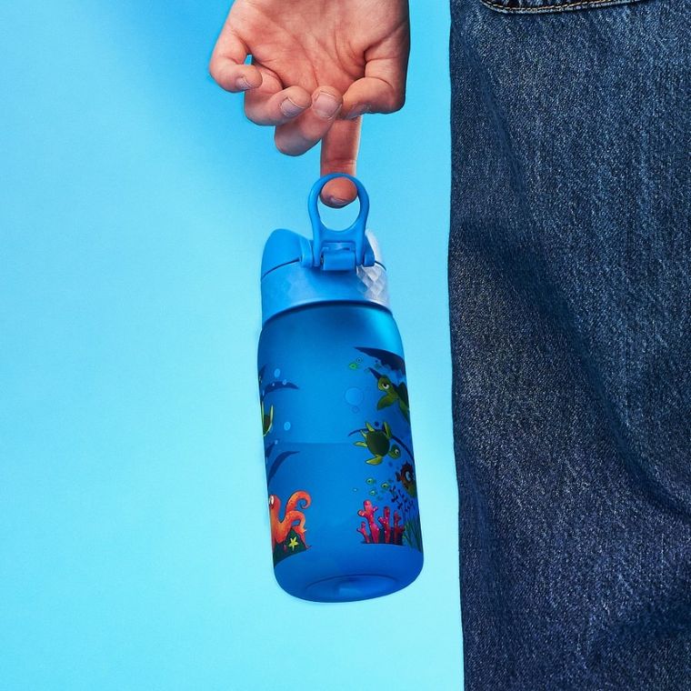 ION8, Morskie zwierzęta, bidon z ustnikiem, niebieski, 350 ml