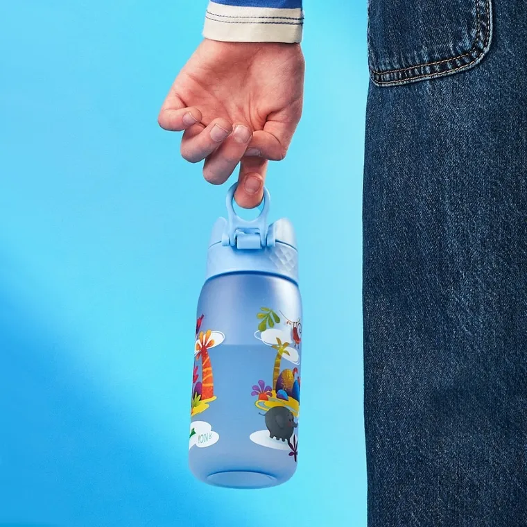 ION8, Zwierzęta safari, bidon z ustnikiem, niebieski, 350 ml