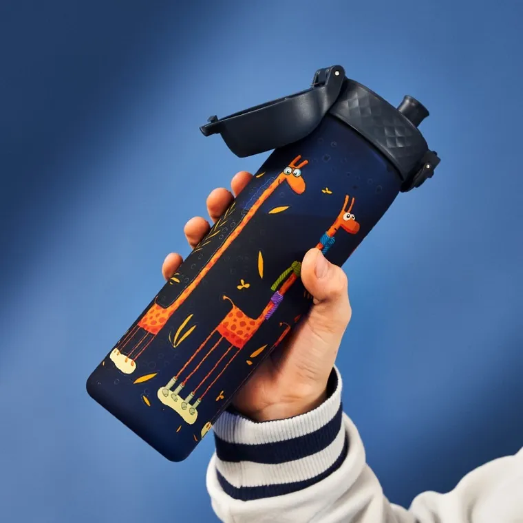 ION8, Żyrafy, bidon z ustnikiem, niebieski, 500 ml