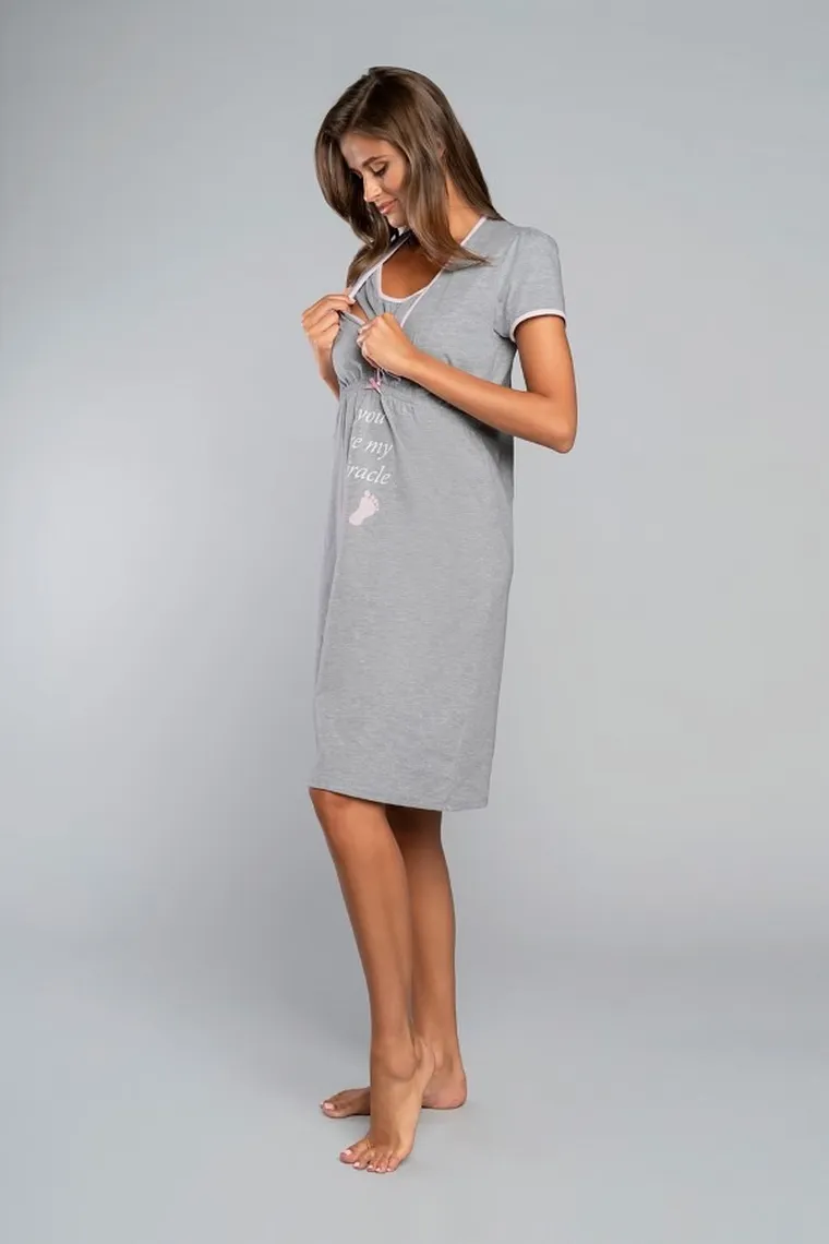 Italian Fashion, Carlina, koszula nocna dla matek karmiących, melanż/różowy, rozmiar M