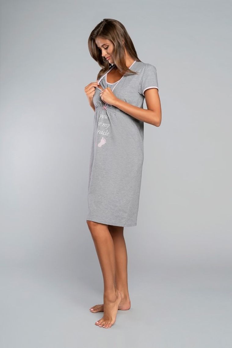 Italian Fashion, Carlina, koszula nocna dla matek karmiących, melanż/różowy, rozmiar XL