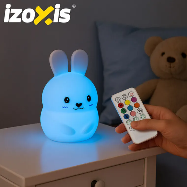 Izoxis, lampka nocna RGB z pilotem, królik