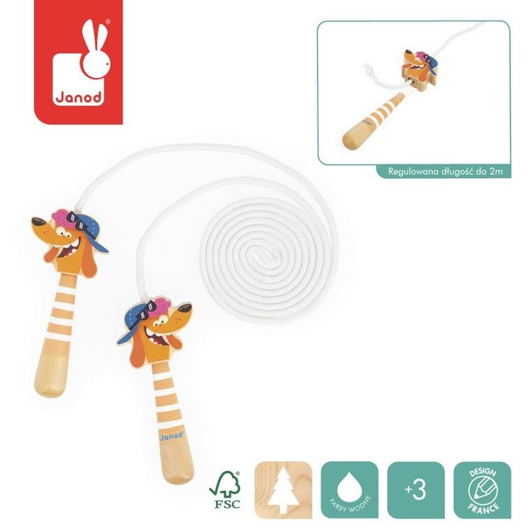 Janod, Applepop, Piesek, skakanka z drewnianymi rączkami